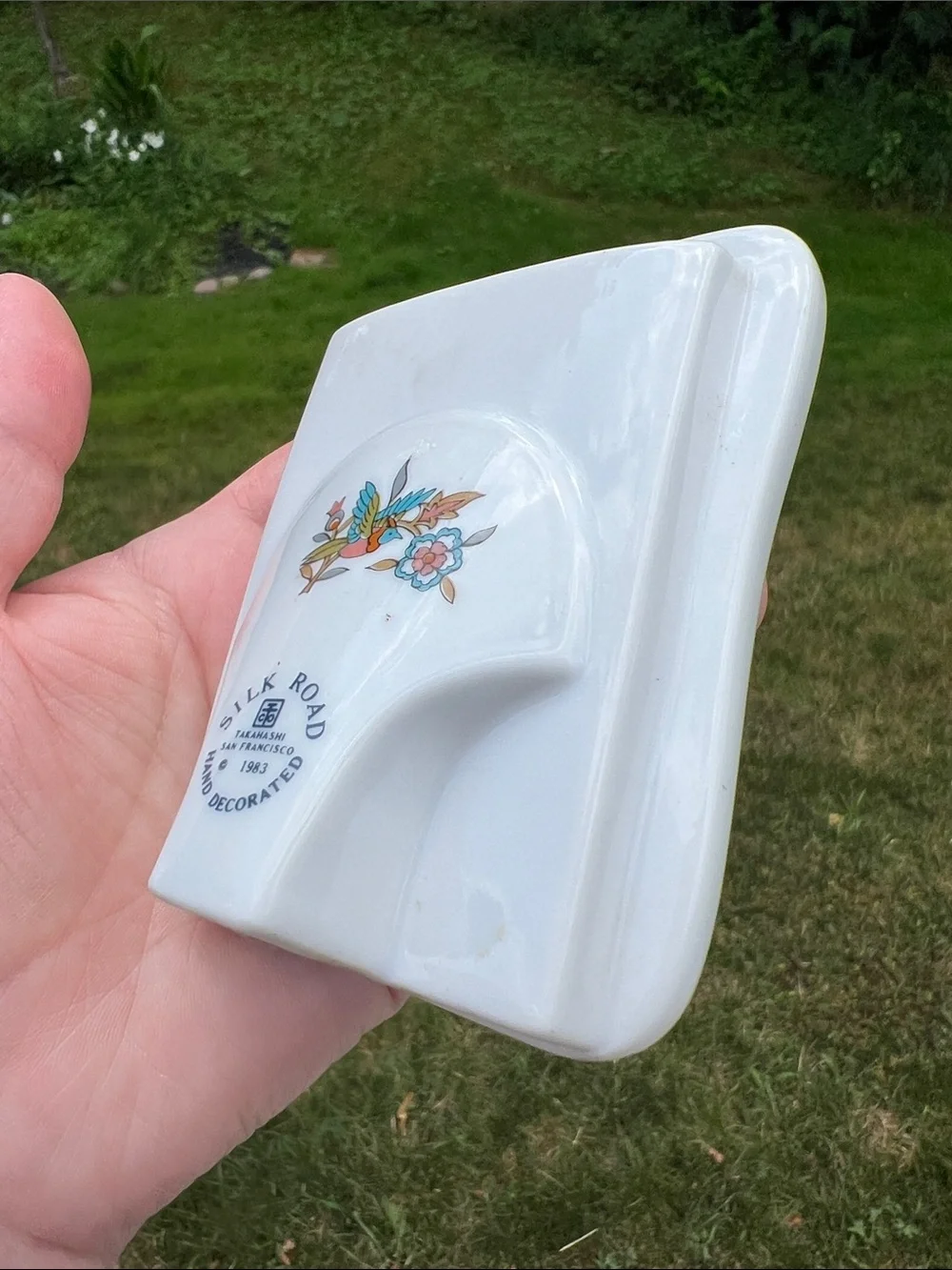 VTG Takahashi Hand Decorated Floral Bird Porcelain Miniature Picture Frame